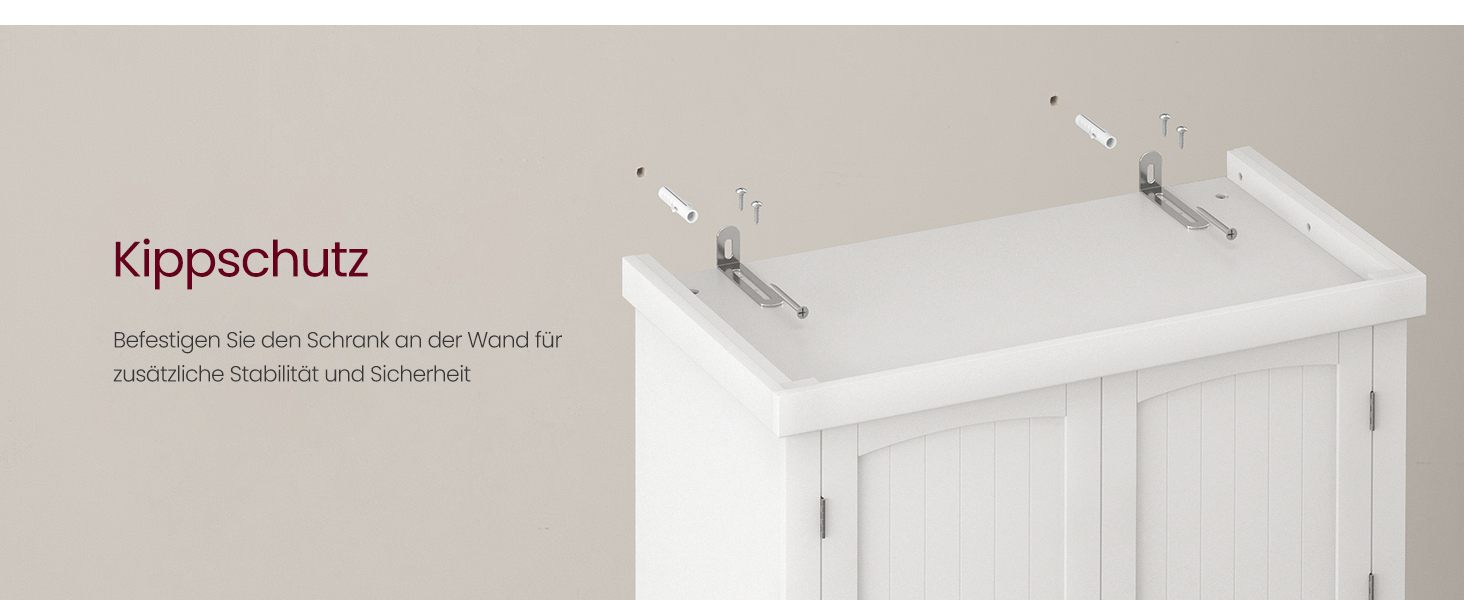 Шафа кухонна VASAGLE, висока, буфет-вітрина, з регульованими полицями, з ящиками, для кухні/вітальні, 40 x 76 x 182,1 см, білий BBC561W21