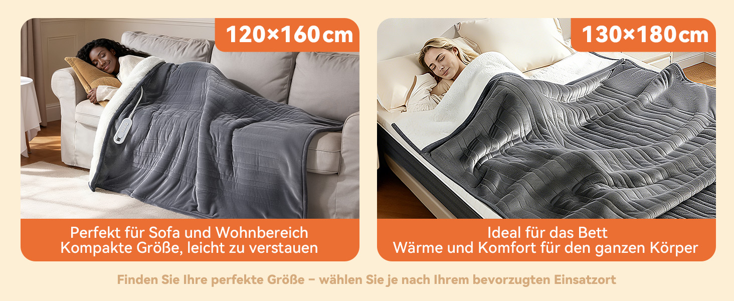 Електрична гріюча ковдра з автовимкненням, 9 зон нагріву, 200x180 см, таймер 1-9 год з функцією пам'яті, швидкий нагрів, рівномірний розподіл тепла, двостороння фланель та штучне хутро