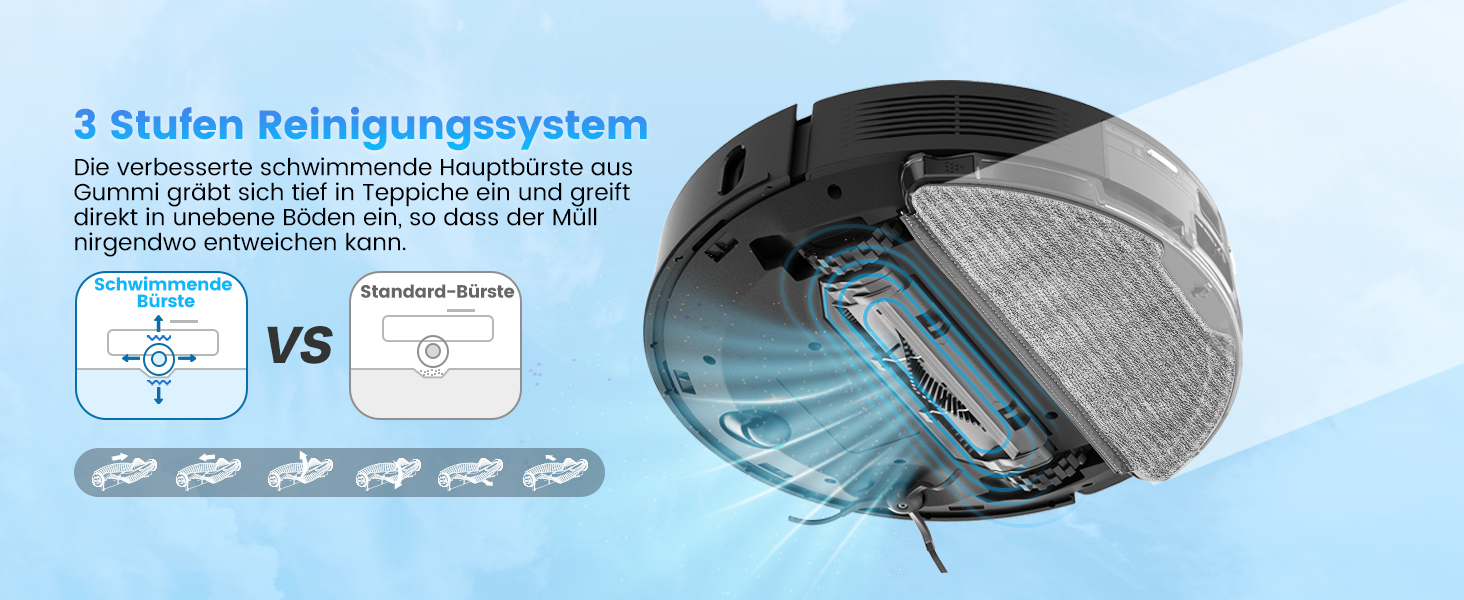 Робот-пилосос з функцією миття та станцією самоочищення, об'єм 3.5л, для килима та шерсті тварин, керування через додаток та Alexa, LiDAR навігація, час роботи 180хв (Чорний)