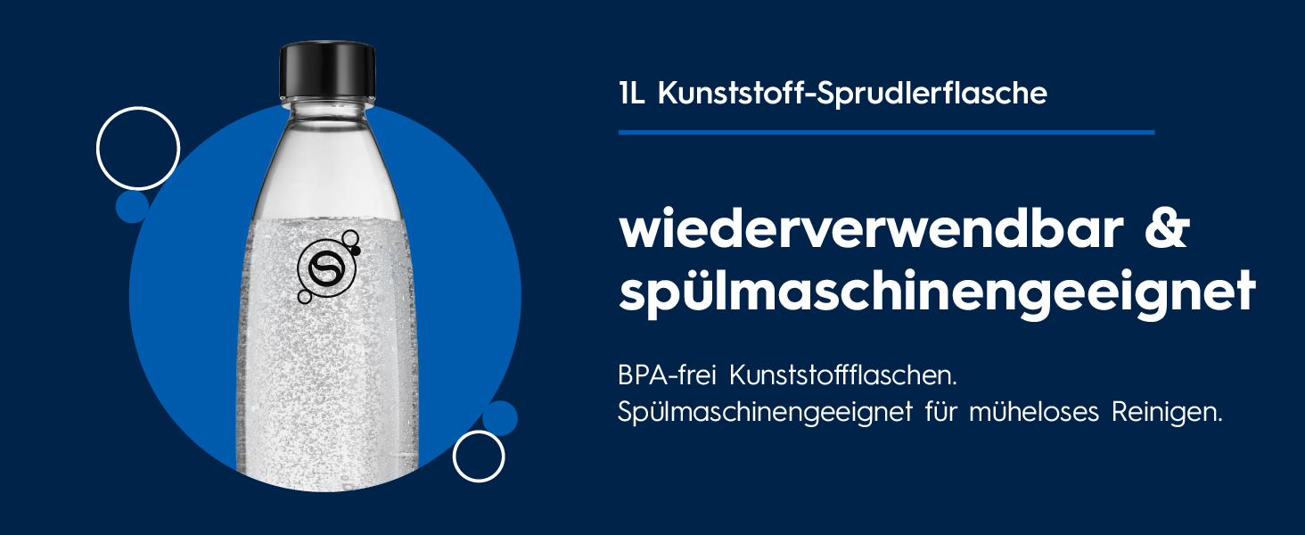 Сифон для газування води SodaStream TERRA Family Pack: 3 пляшки по 1л та циліндр CO2, чорний