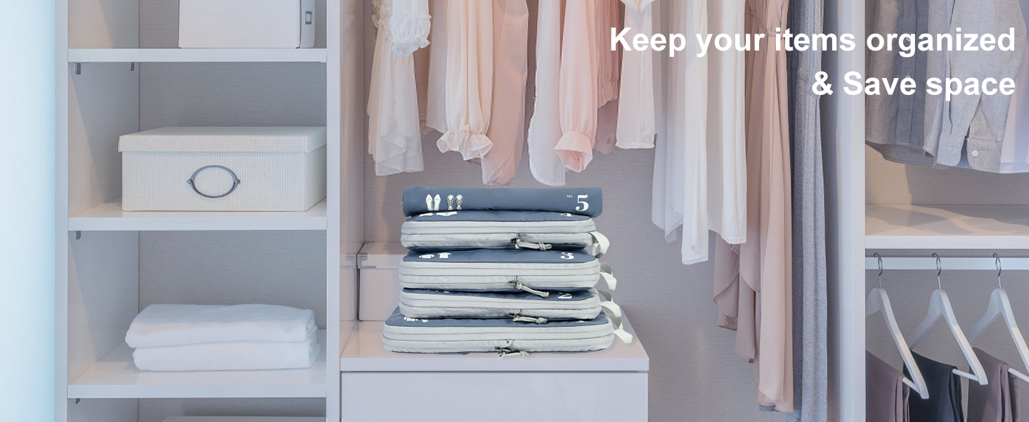 Набір компресійних органайзерів для валізи та рюкзака ECOHUB, 5 предметів, зелений