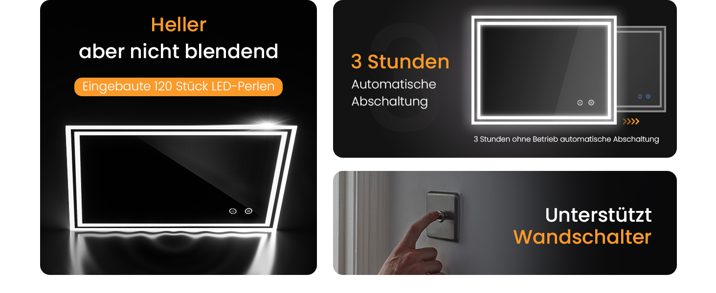 Дзеркало для ванної кімнати EMKE з підсвічуванням 50x60 см, антизапар, 2 кольори світла (тепле/холодне), LED, сенсорне керування