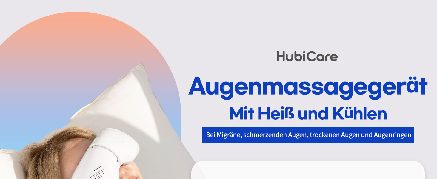 Масажер для очей HubiCare з підігрівом та охолодженням, компресією та вібрацією, Bluetooth, для зняття мігрені та сухості очей