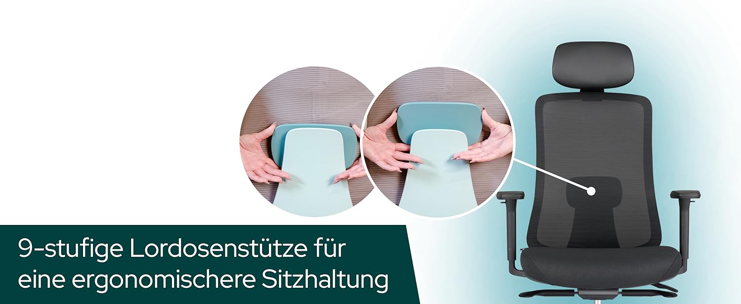 Ергономічне крісло Schekka® для офісу - переможець тестів. Індивідуальне регулювання, підтримка попереку, 3D підлокітники, дихаюча сітка. Макс. вага 150 кг, чорний колір, без підголівника.