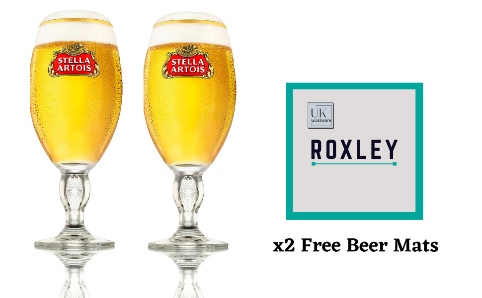 Склянка для пива Stella Artois Pint Roxley з золотистим обідком, 560 мл, 2 шт, Великобританія