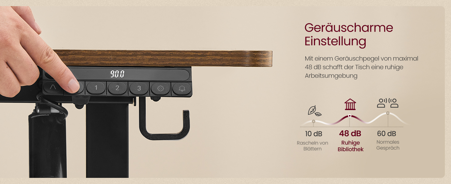 Стіл письмовий регульований по висоті VASAGLE з підставкою для монітора, шухлядою, USB-C та нагадуванням про перерви, 140 x 70 см, Vintage Brown