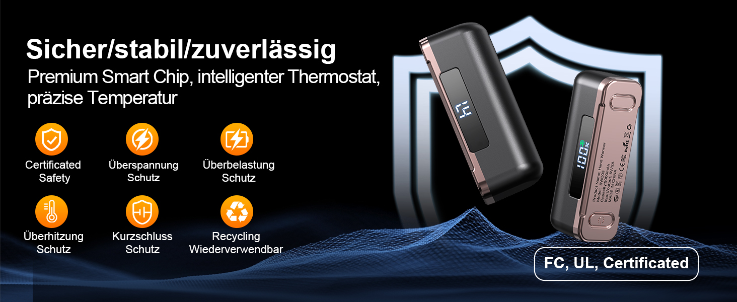 Електричний грір для рук - 10000mAh, магнітний, 2 шт., 4 режими нагріву, до 55°C, швидкий нагрів, USB power bank, чорний