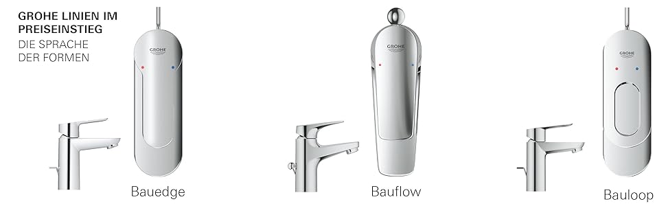 Змішувач для ванної кімнати GROHE BauEdge, водозберігаючий, хром, 15 см, з керамічним картриджем