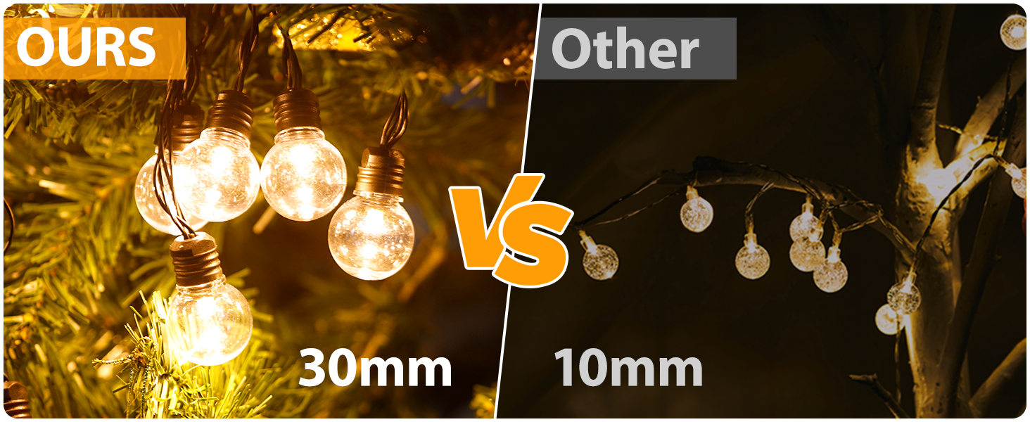 Ланцюжок прикрас для зовнішнього використання на батарейках G30, 9м, 20 LED, тепле біле світло, з пульт дистанційного керування, таймер, диммування, IP64, для саду, ялинки, балкона, бістро.