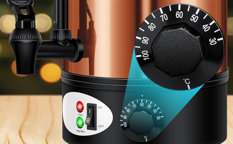 KESSER® Глювайновий котел 8л з нержавіючої сталі, 10 склянок, термостат, автомат для глінтвейну, гарячих напоїв, чайник, дозатор гарячої води, автоклав, індикатор рівня, кран, сріблястий