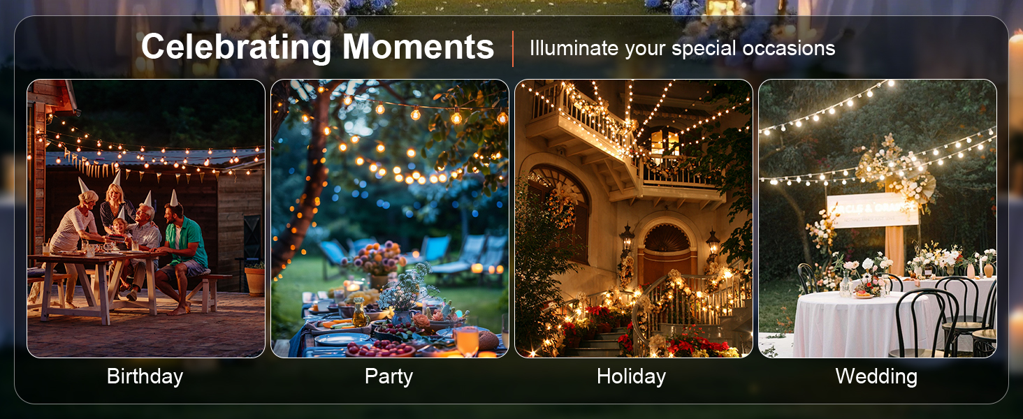 Світлодіодна гірлянда для декорування саду, балкону та тераси 45.7 м, з пультом, тепле світло, IP45, для дому та на вулицю