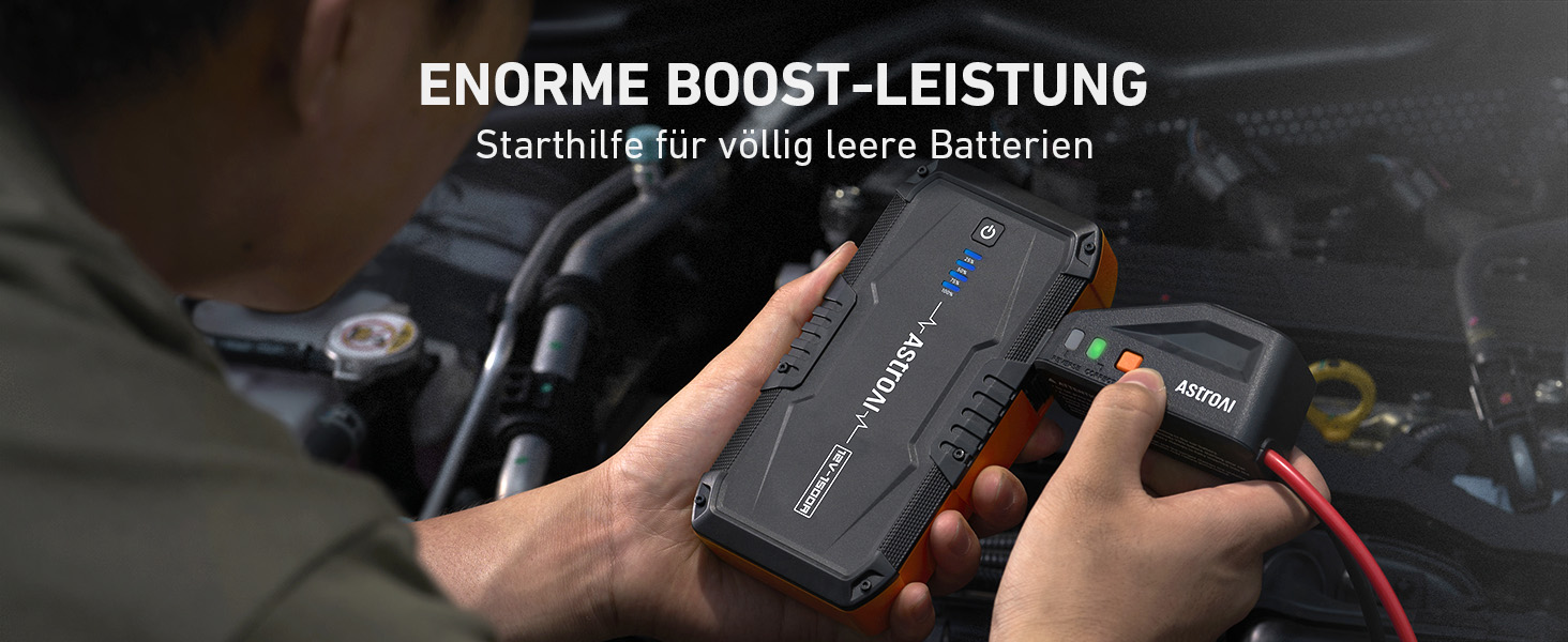 Powerbank Starthilfe AstroAI B8 для автомобіля: 1500A, 7.0L бензин/5.5L дизель, QC 3.0 USB, LED, 12V
