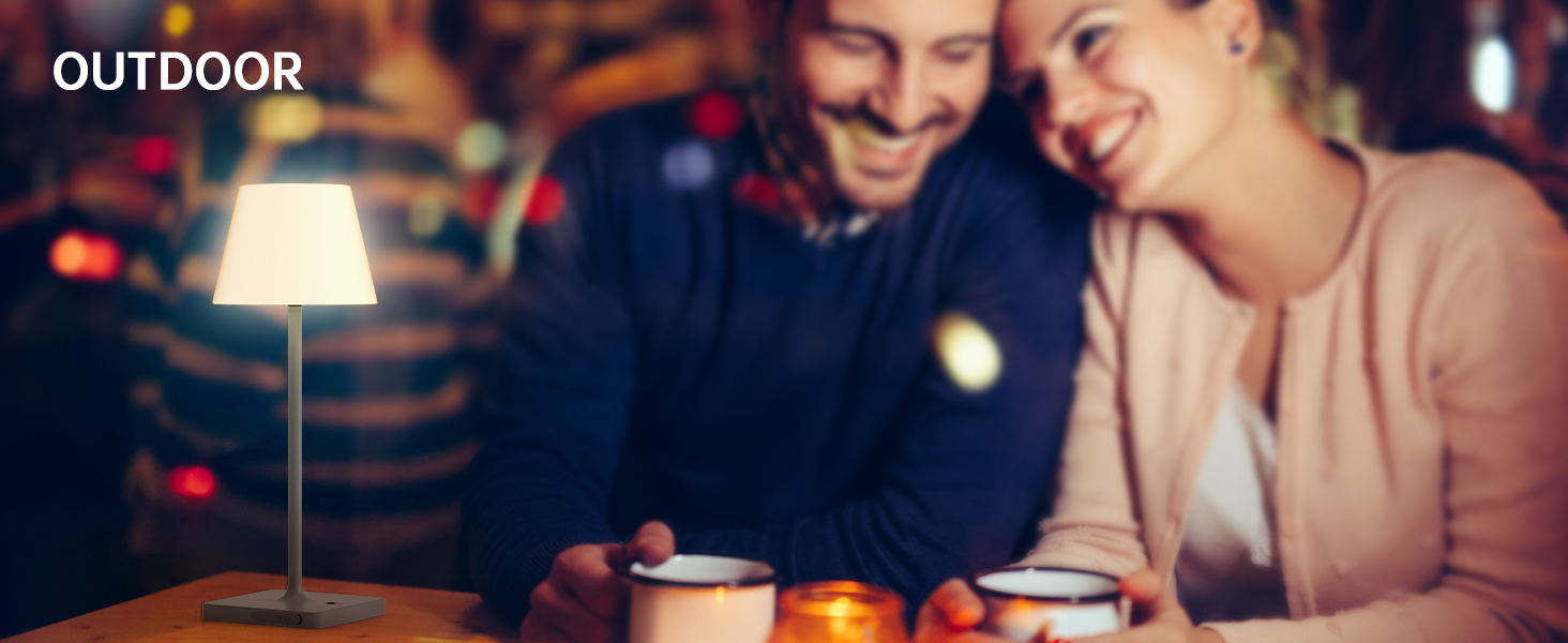 LED лампа настільна акумуляторна бездротова, диммувана, з тач-панеллю, 4000mAh, з функцією павербанку, вологостійка IP44, для дому та вулиці (сіра)