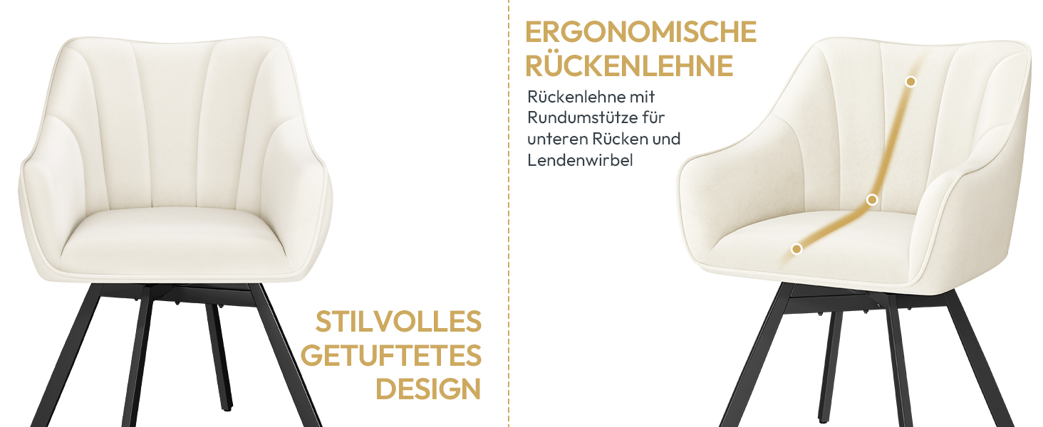 Набір з 2-х обертових кухонних стільців Yaheetech з підлокітниками та металевими ніжками, бежевий