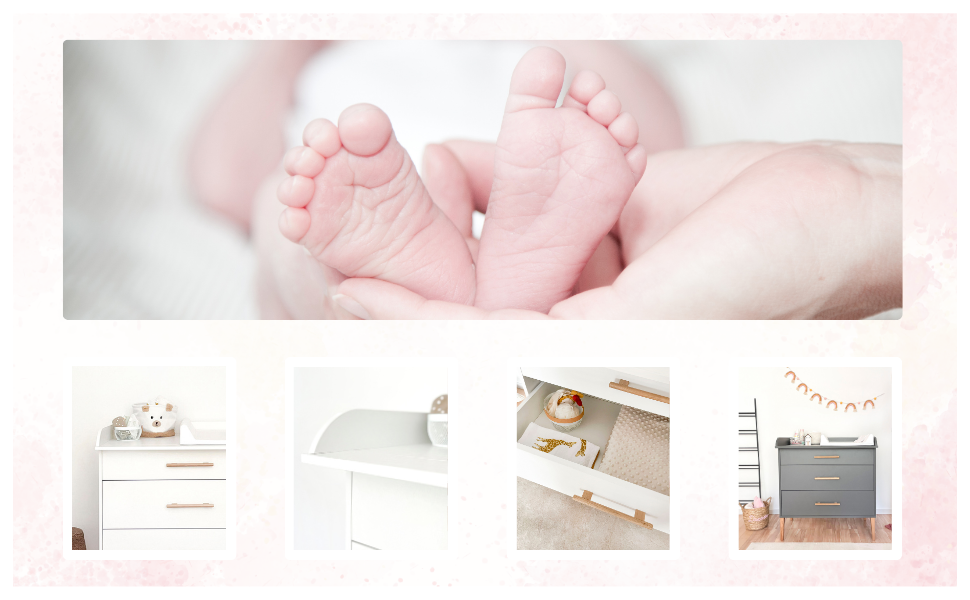 Комод для переодягання ATB ILA з пеленальним столиком - Комплект для дитячої кімнати, білий