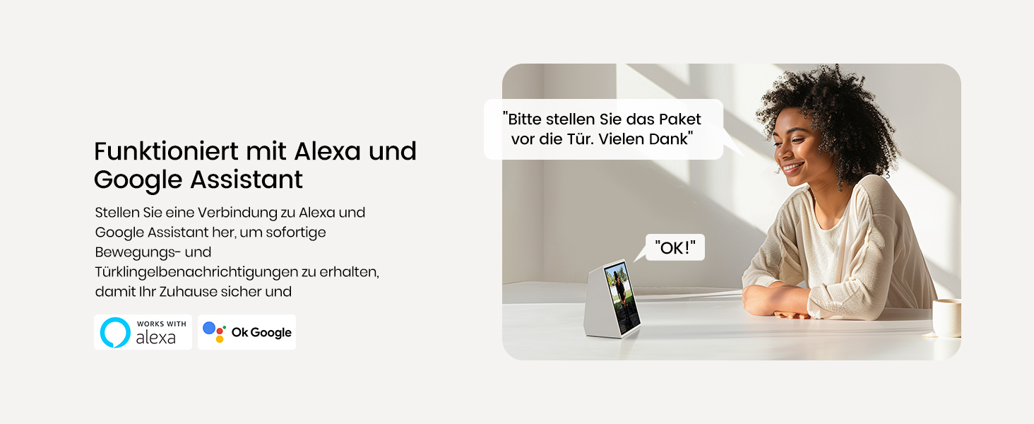 Бездротовий відеодомофон з камерою AOSU 2K HD з PIR-датчиком та детекцією пакунків, сумісний з Alexa