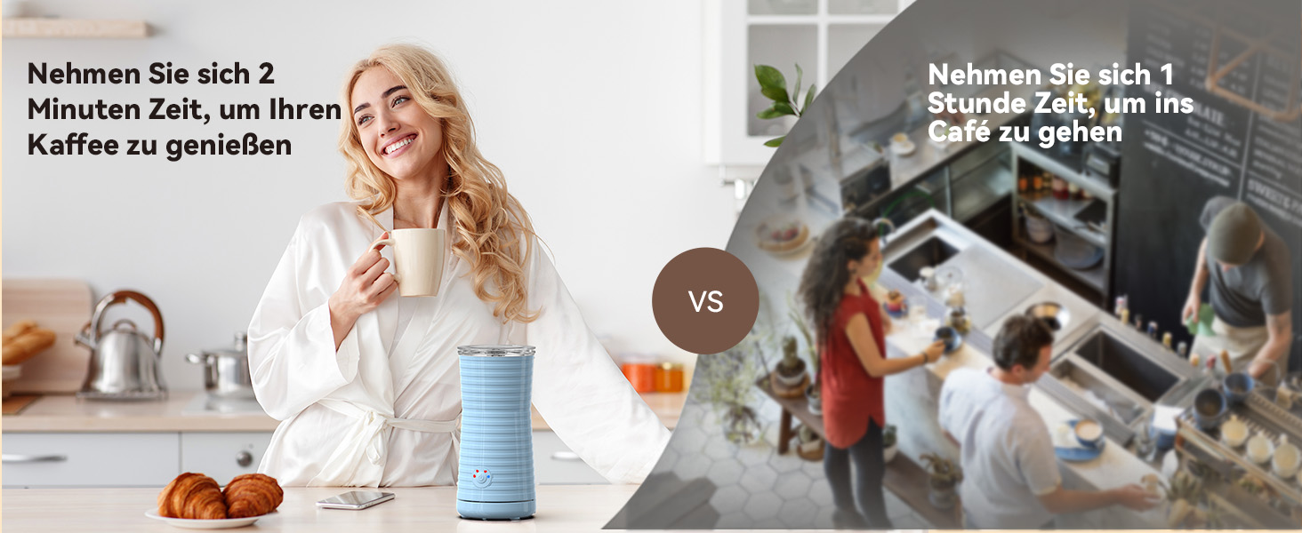 Електричний піноутворювач для молока Morpilot 4-в-1, для лате, капучино, макіато - блакитний