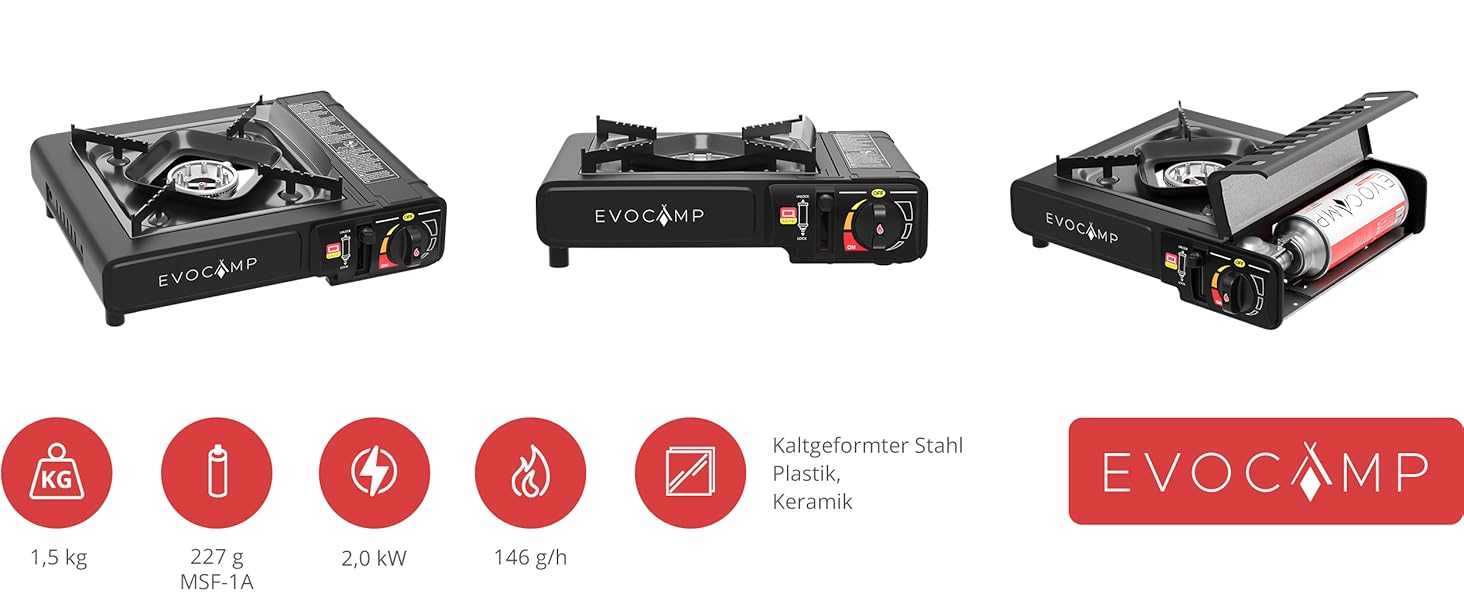 Газовий намет 1-flammig з Piezozündung, туристичний газовий балончик MSF-1a 227 g, туристичний намет з кейсом - ідеально для відпочинку на природі (1-flammiger газовий балончик + 4 газових картриджів)
