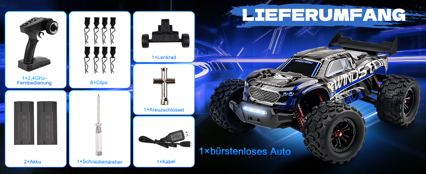 Радіокерований позашляховик 1:18 High-Speed 40 км/год RC Авто 2.4GHz 4WD для дітей та дорослих, з двома акумуляторами, фіолетовий