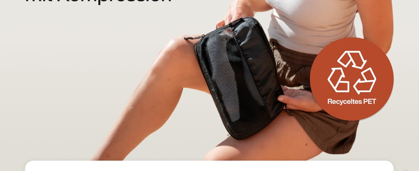 Набір компресійних органайзерів для одягу TRAVEL DUDE (7 предметів), дорожні пакувальні куби з переробленого пластику для валізи та рюкзака, темно-зелений