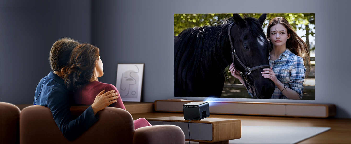 Beamer 4K з автофокусом та корекцією трапеції: проєктор для домашнього кінотеатру та перегляду з телефону (1080p, WiFi6, Bluetooth, Dolby Audio)