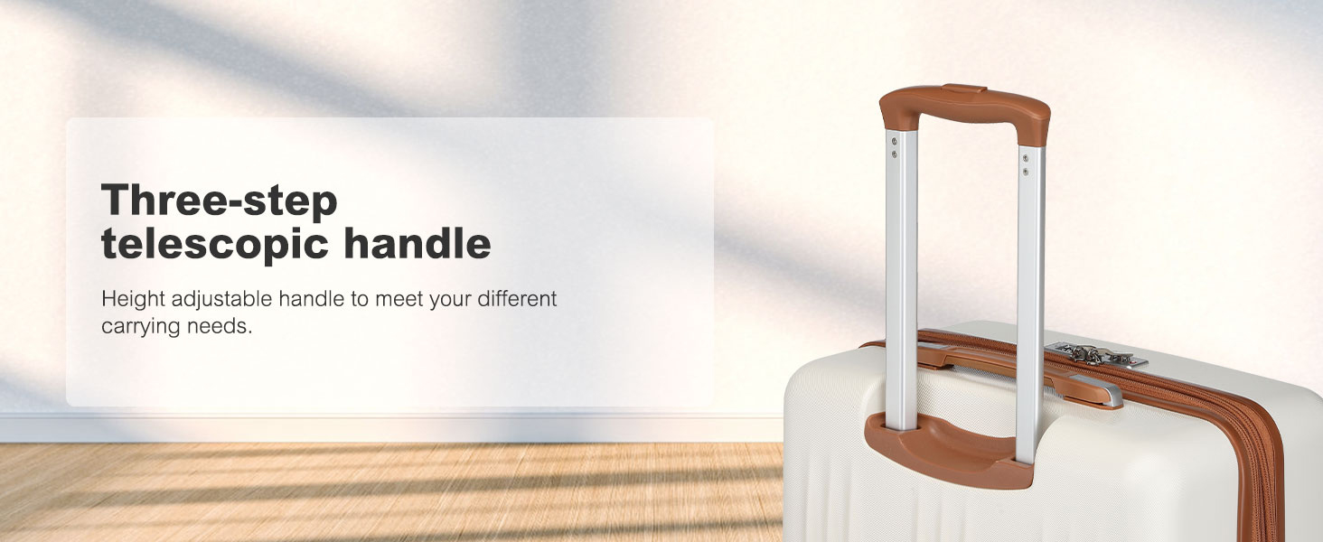 KONO Чемодан ручної поклажі на коліщатках, розширюваний, 55x39x20 см, з жорстким корпусом, 37 л, з TSA-замком, колір бежево-коричневий, розмір L (65 см)