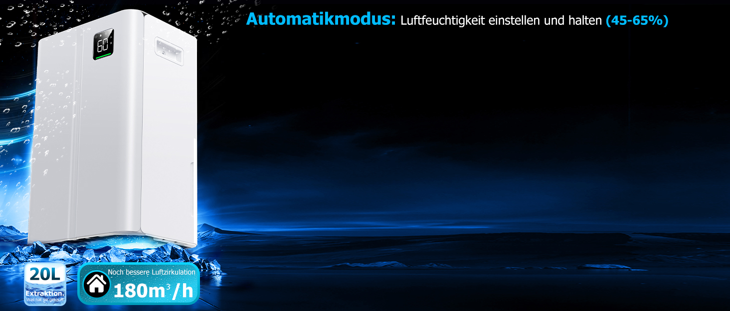 Зволожувач повітря 12л/день з датчиком вологості та LED дисплеєм, таймером, 3 режими, для спальні, офісу, підвалу, безперервна подача, білий (A-20/Tag)