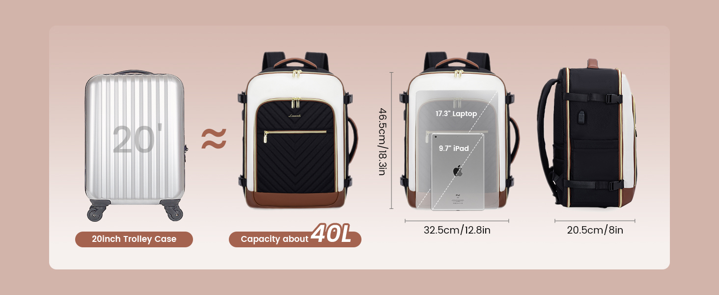 Рюкзак LOVEVOOK для ручної поклажі 40L: жіночий, для подорожей, з відділенням для ноутбука 17.3