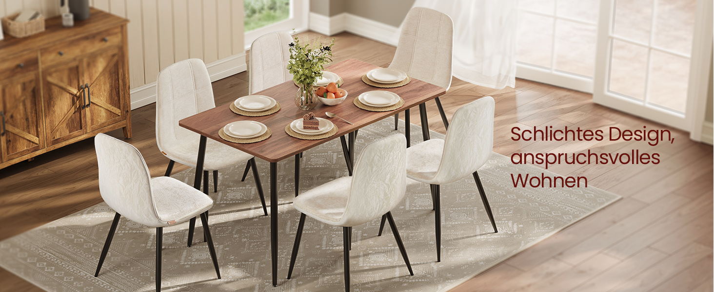 Стільці для їдальні VASAGLE (2 шт.) - м'які, з металевими ніжками, регульовані, кремово-білі