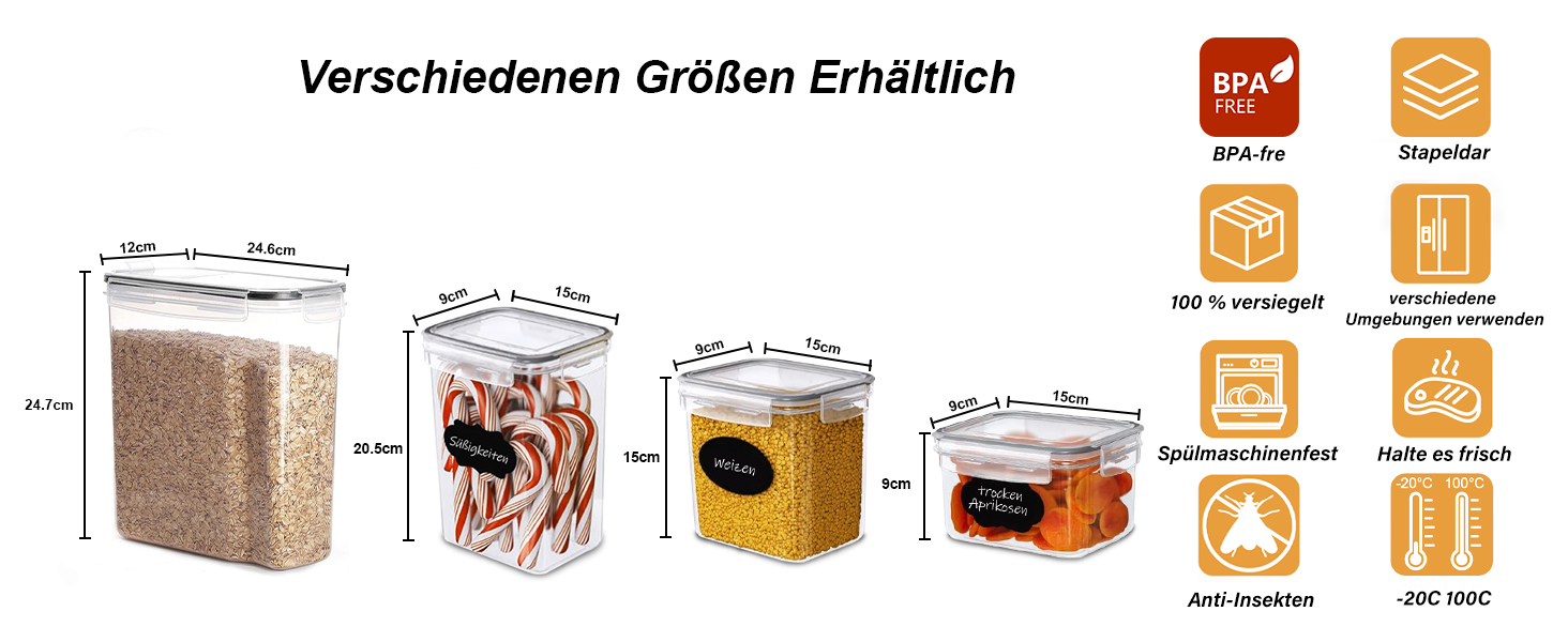 Набори контейнерів для зберігання CALIYO з кришкою, 24 шт. - герметичні, для продуктів, BPA Free