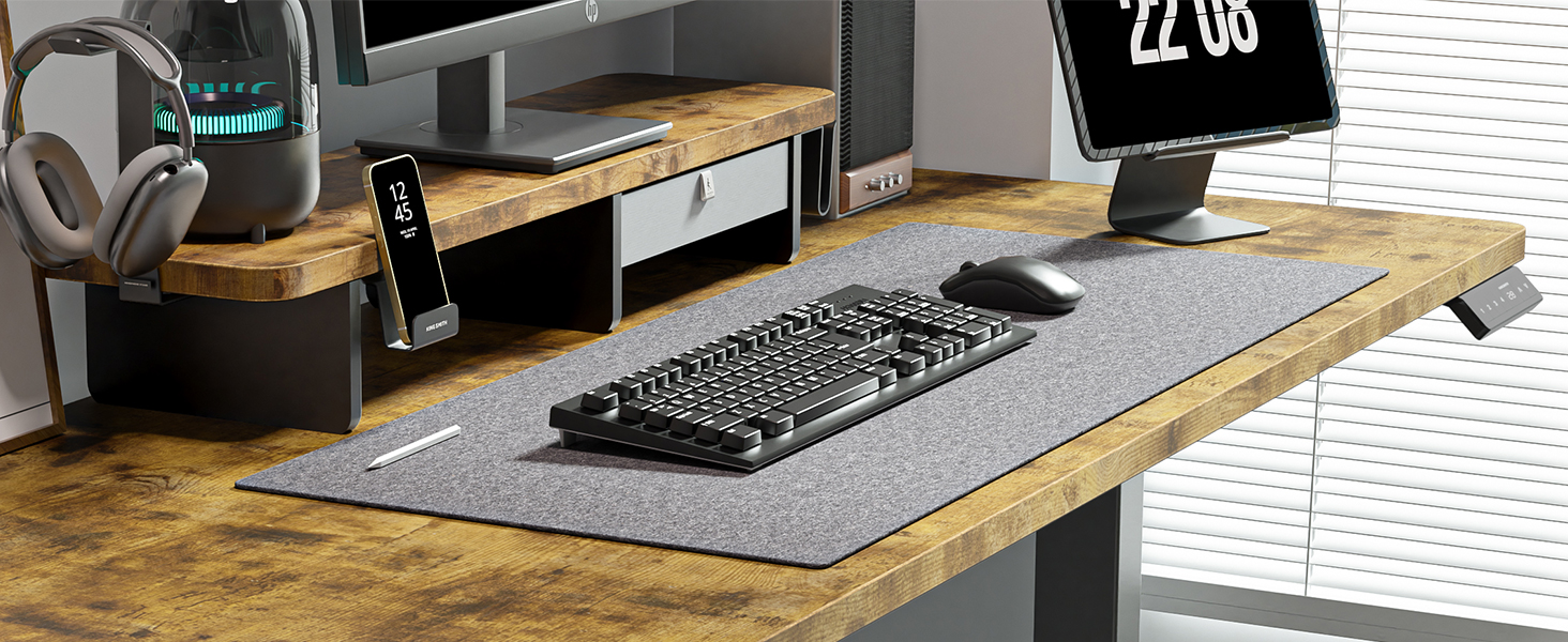 Електричний регульований стіл WALKINGDESK 100x60 см з ящиками, підставка для монітора та тримач для телефону. Для дому та офісу. Колір: рустикальний коричневий