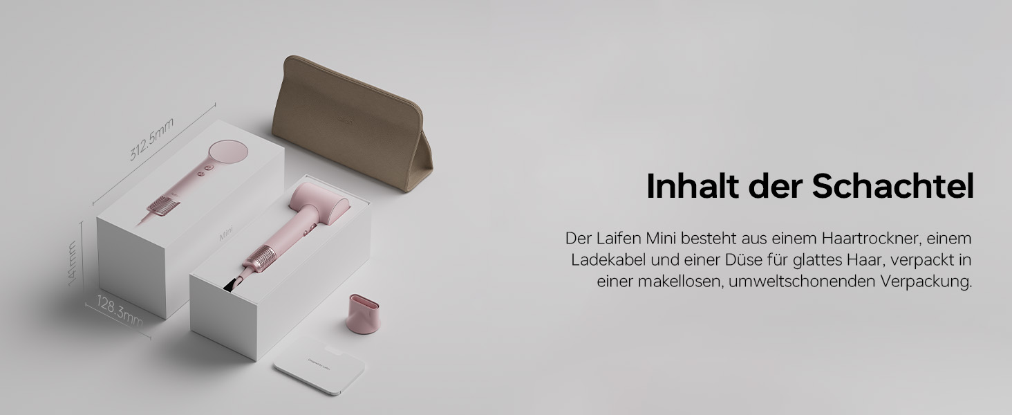 Компактний фен для волосся Laifen Mini з безщітковим мотором 110 000 об/хв та іонізацією, швидке сушіння, низький рівень шуму, колір: рожевий