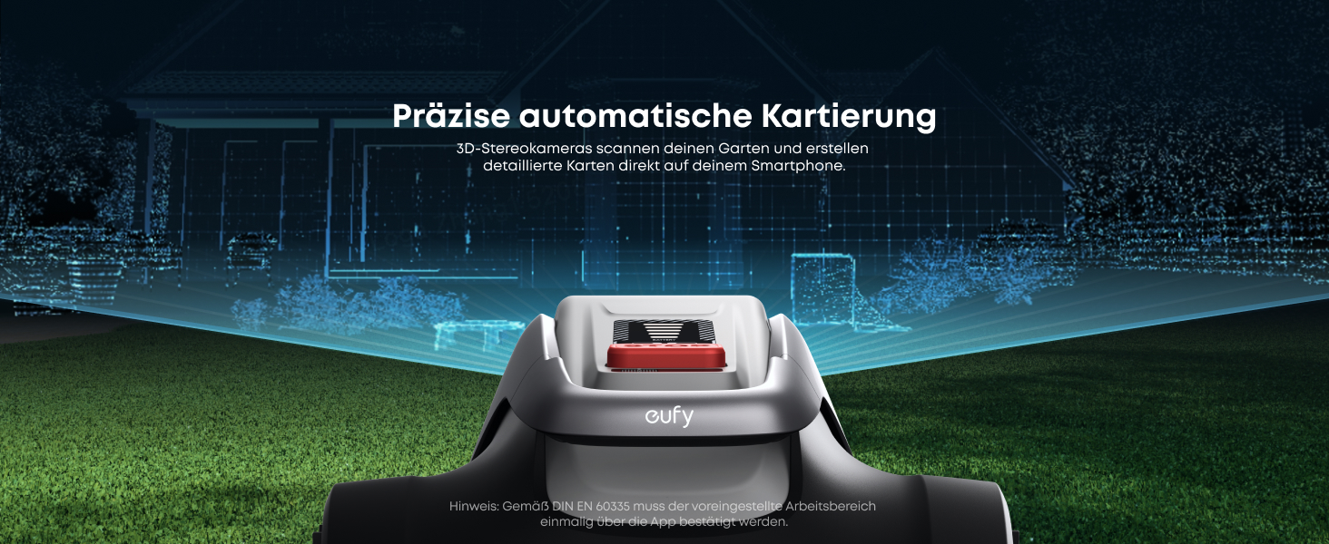 Робот-газонокосилка Eufy E15 без дроту, для саду до 800 м², TrueVision, Smart-навігація, уникнення перешкод, керування через додаток