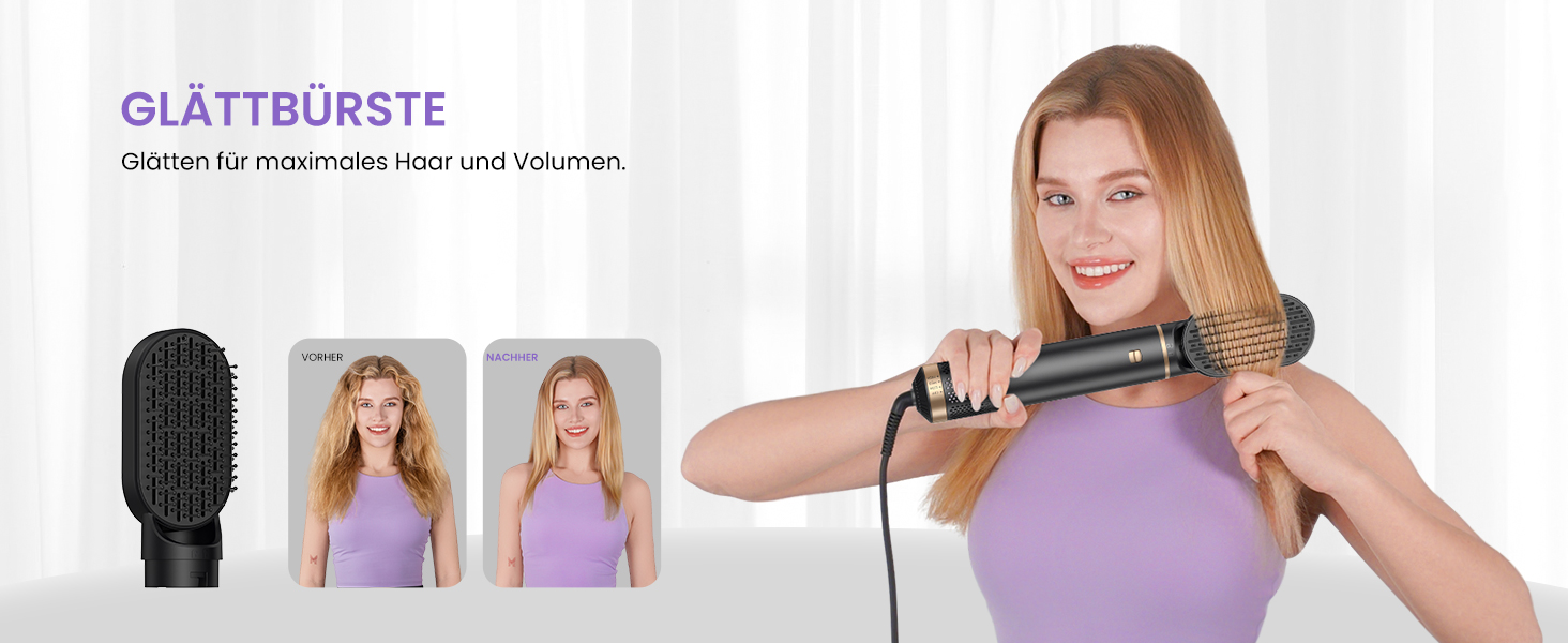 Mogawave Airstyler 5-в-1 Pro 1000W: Фен-щітка, стайлер для волосся з іонізацією (чорний)