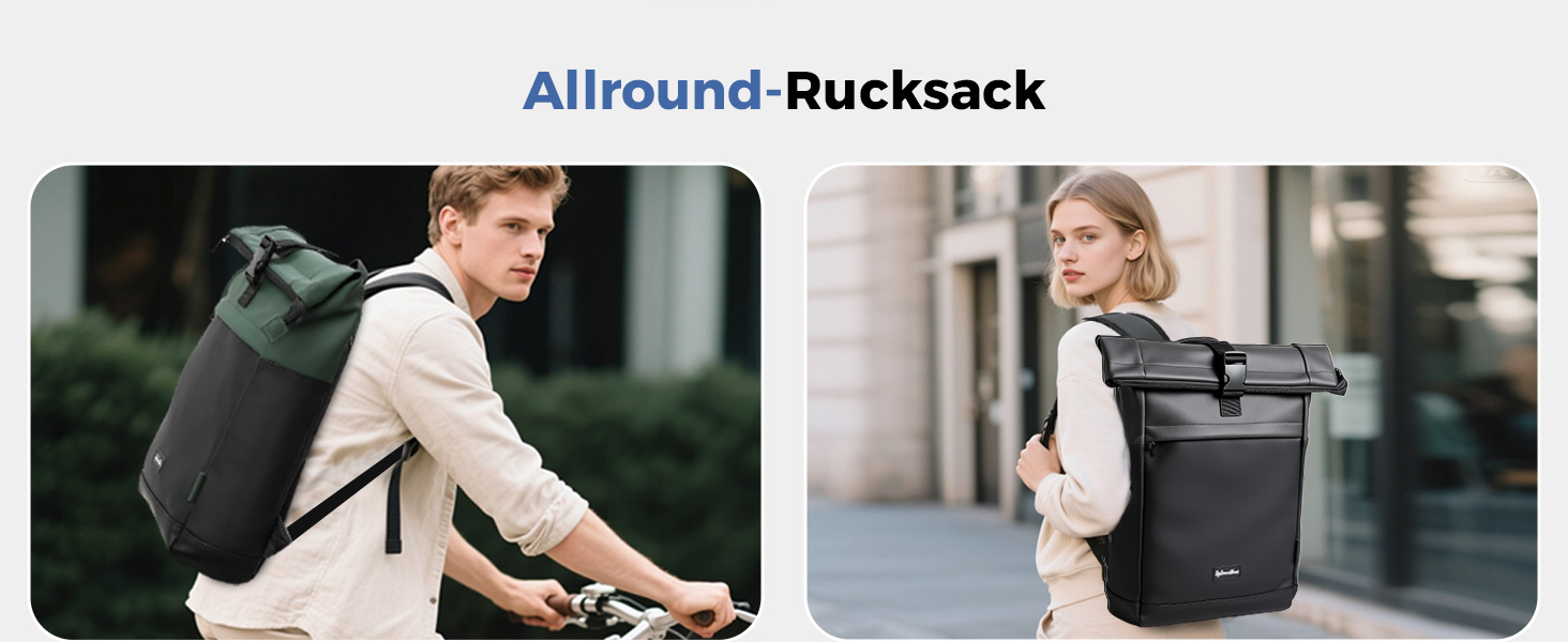Водонепроникний рюкзак для ноутбука Rolltop (18-25 л), сірий, розмір L (30x13x48 см)