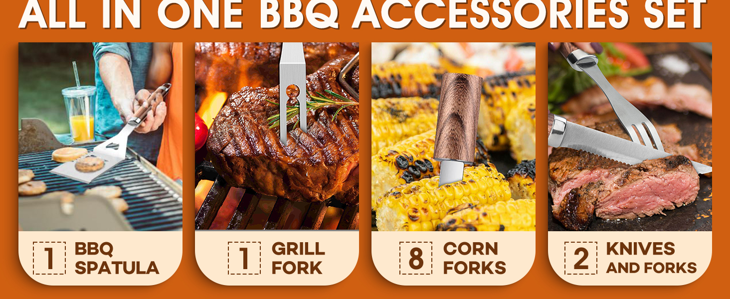 Набір гриль-посуду DRAGON RIOT з нержавіючої сталі, 29 предметів. Преміум-набір аксесуарів для гриля з лопаткою в алюмінієвому кейсі. Ідеальний подарунок для чоловіків, BBQ, Outdoor.