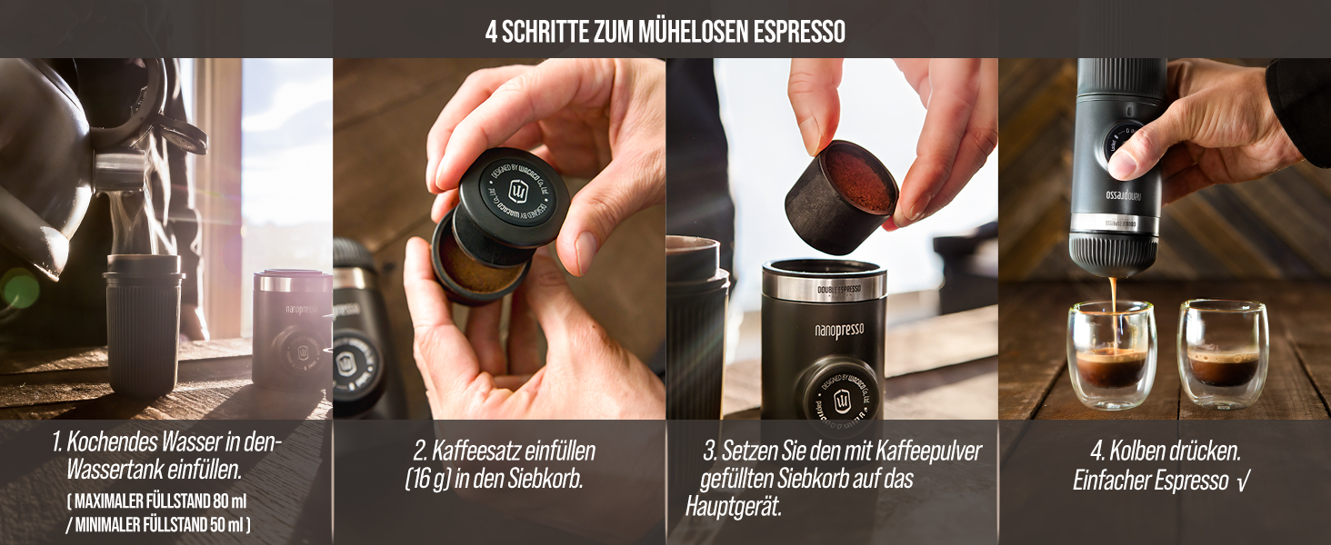 WACACO Nanopresso Barista Kit: аксесуари для портативної кавомашини, подвійний еспресо, Lungo