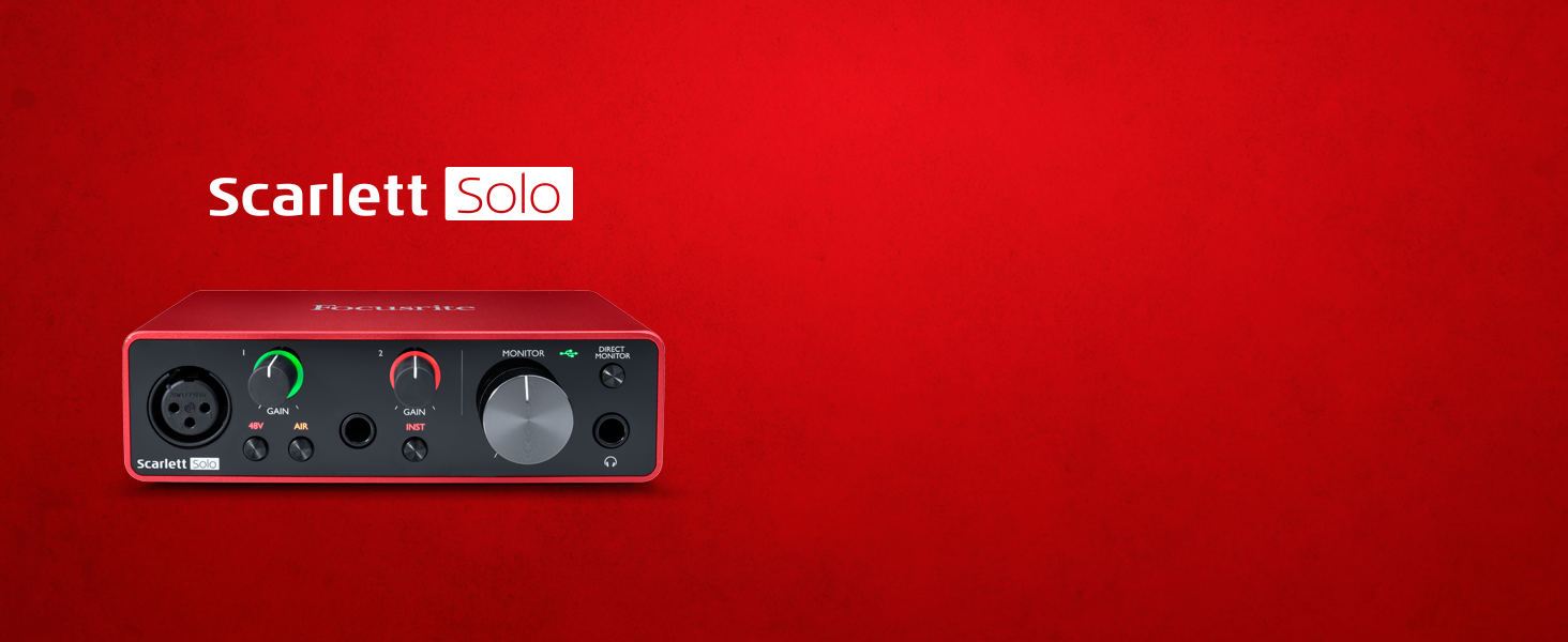 Focusrite Scarlett Solo 3rd Gen USB Аудіоінтерфейс для гітаристів, вокалістів та музикантів - Bundle