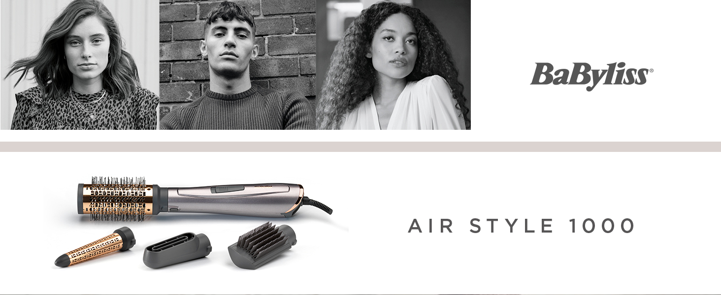 Щітка для гарячого повітря BaByliss Air Style 1000, 4 насадки, іонна технологія, 1000 Вт, AS136E