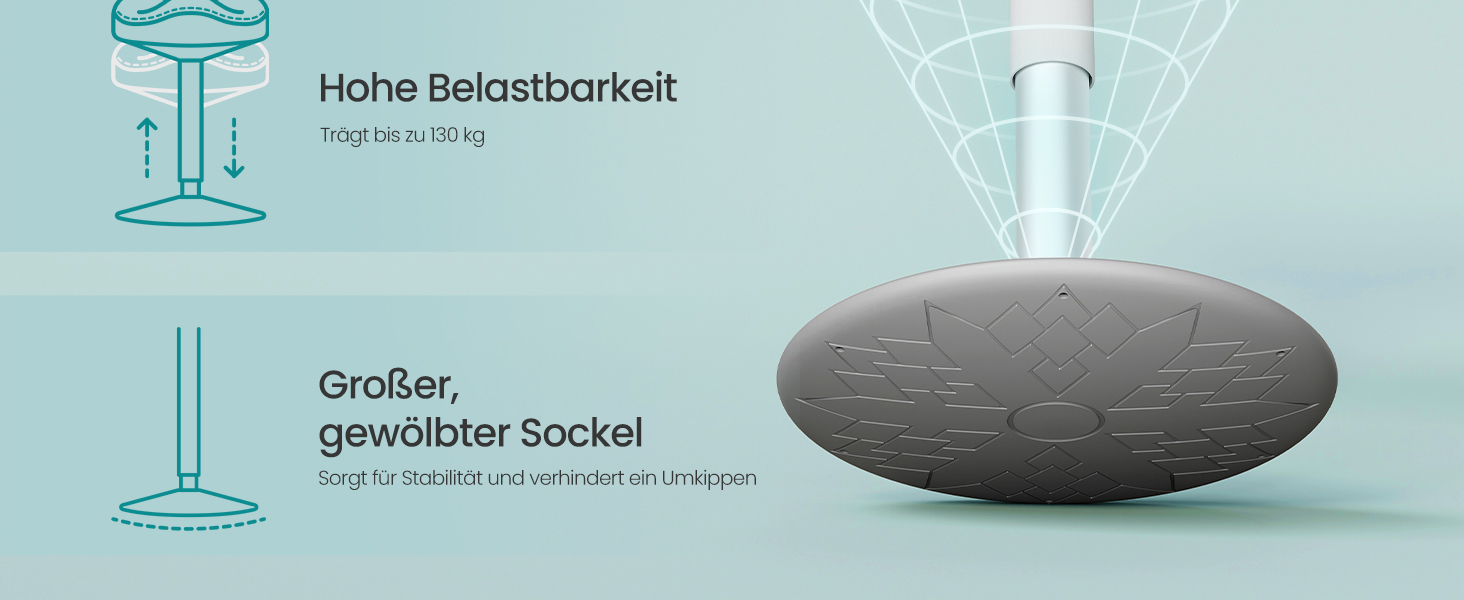 SONGMICS Стілець-табурет для стоячи, регульована висота 48-65.5 см, обертовий, сірий, для офісу та дому (OSC018BH01)