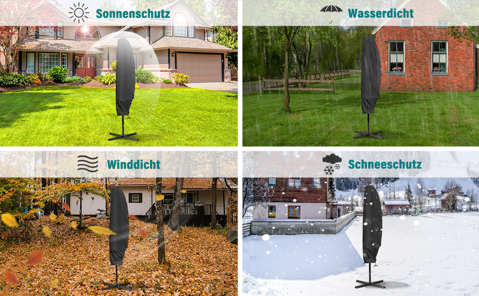 Чохол для парасольки великої, до 4 м, чорний (280 x 40/80/50 см) - захист від сонця, вітру та снігу