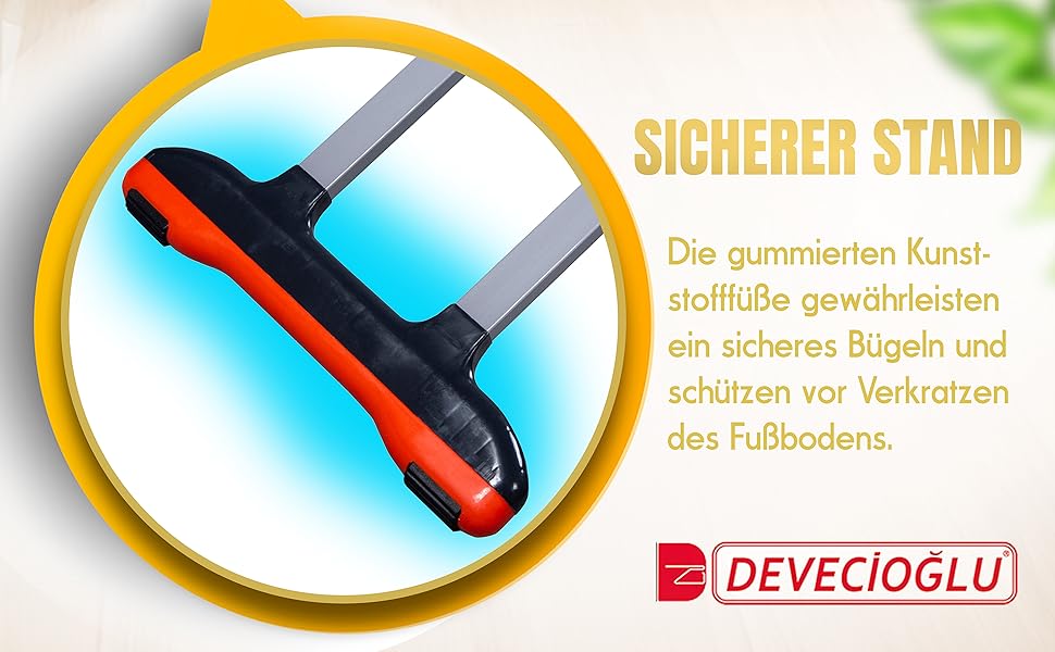 Прасувальна дошка DEVEÇİOĞLU 50-80 см з чохлом 36x114 см для парогенераторів, складна | Прасувальна дошка як стіл (Mm126)