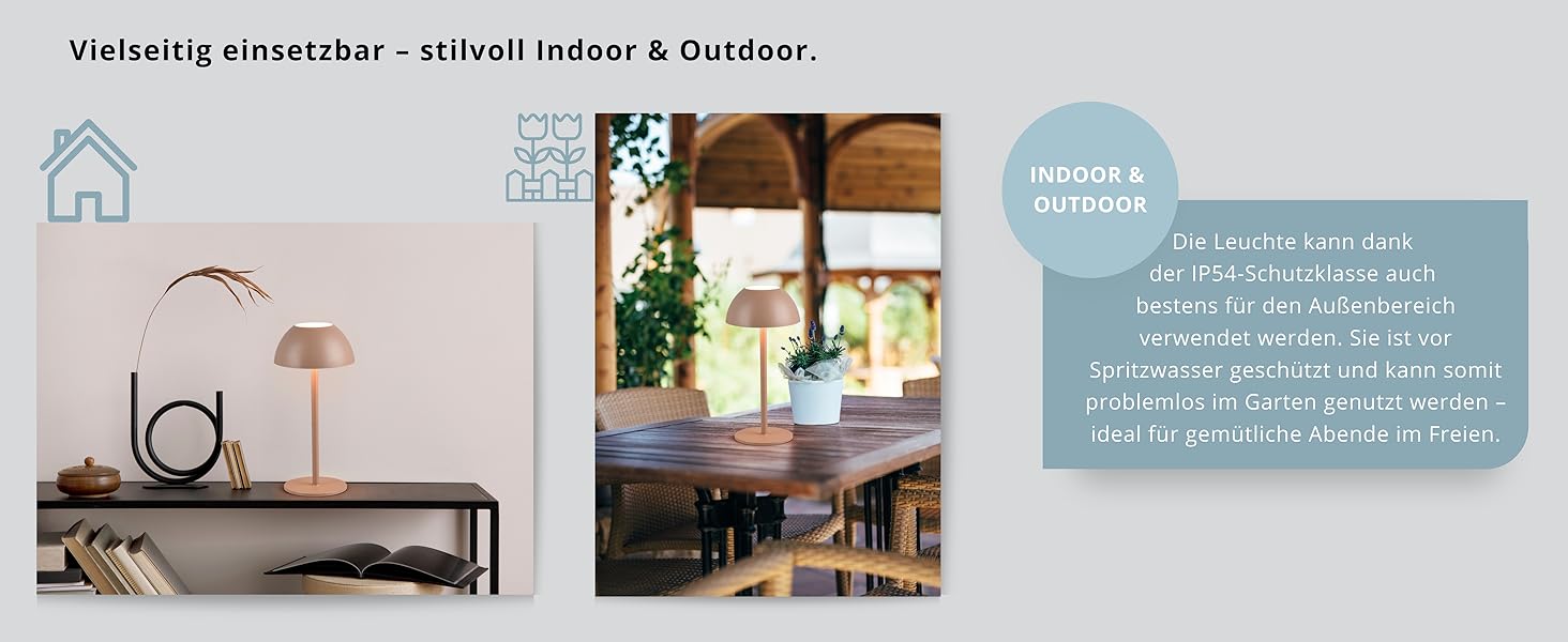 Бездротова лампа Роберта: LED-настільна лампа, нічник з регулюванням яскравості, USB-зарядка, 30 см, Кофе