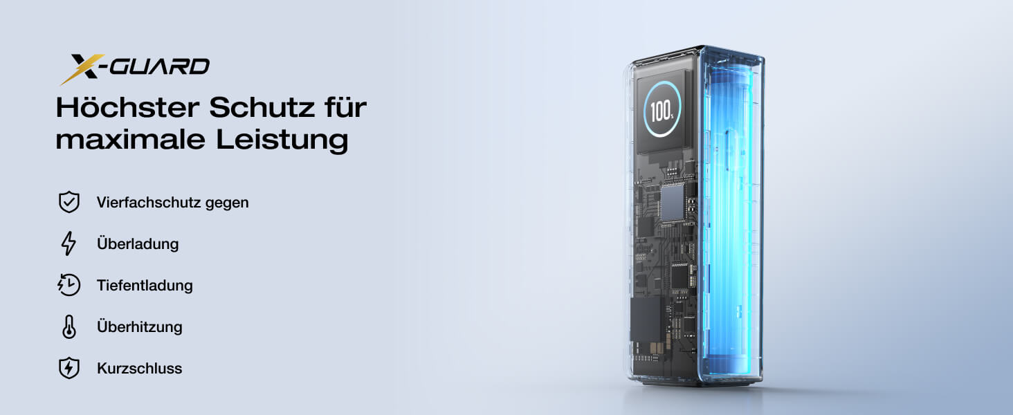 EcoFlow Rapid Powerbank 25000 mAh 170W з вбудованим кабелем, чорний - портативний зарядний пристрій для iPhone, Samsung, MacBook та інших пристроїв