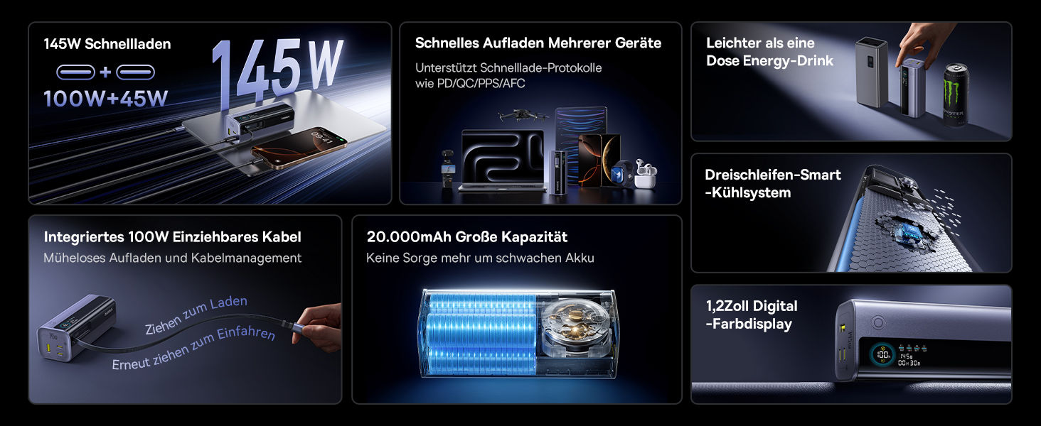 Powerbank Baseus EnerGeek для ноутбука: 20000mAh, 100W, 2x USB-C PD 3.0, Digital Display, сумісний з MacBook, Dell, HP, SteamDeck, iPhone, Samsung