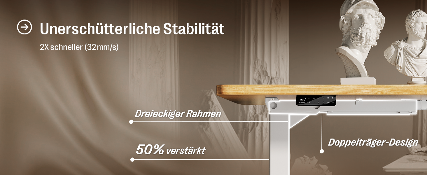 Регульований стіл MAIDeSITe S2 Pro (160x80 см) - електричний, з підняттям, чорний каркас, білий стіл, 160 кг, з захистом від зіткнень