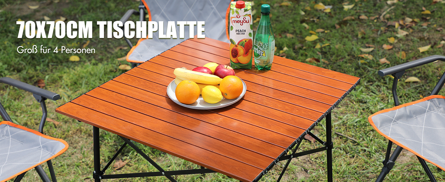 Складаний кемпінговий стіл PORTAL з алюмінієвою стільницею, навантаження до 80 кг, з сумкою-чохлом для пікніка, гриля, саду та балкона, коричневий
