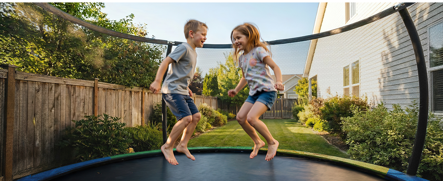 Батут JUMMICO садовий Ø360 см з сіткою безпеки та захисним покриттям для дітей, кольоровий