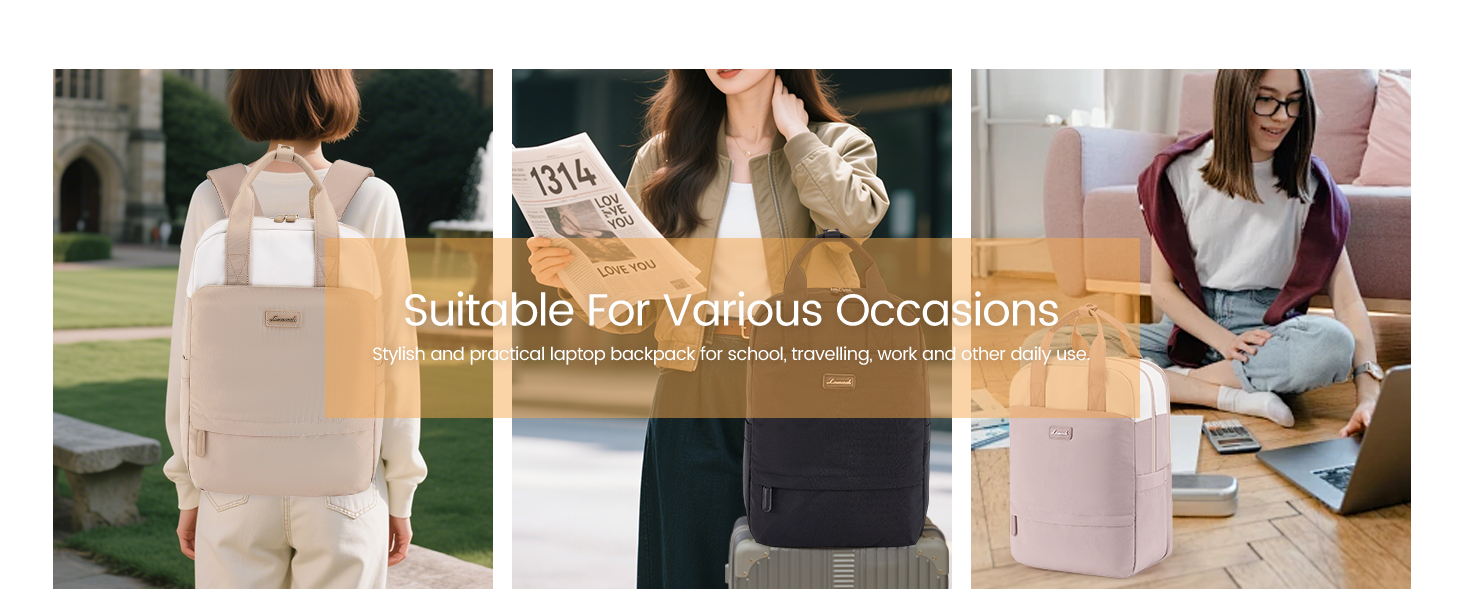 Сумка-рюкзак LOVEVOOK для жінок, 15.6 дюймів, для ноутбука, шкільний, підлітковий, елегантний, для подорожей, для дівчаток, водонепроникний, для роботи, для навчання, універсальний, бежевий, хакі