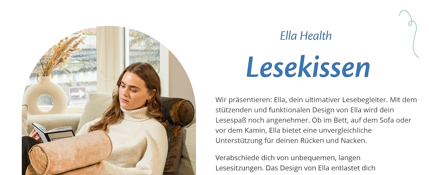 Подушка для читання Ella Lesekissen для ліжка та дивану з знімною подушкою для шиї - спинна подушка для ліжка. Подушка для читання з піною з пам'яті з підлокітниками, ідеально підходить для читання, перегляду телевізора, відпочинку або як спинна підтримка (колір: коричневий)